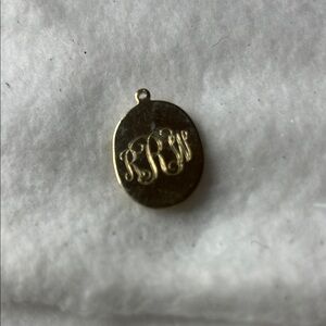 Goldtone Monogram Pendant RRW front side Blank Back Side
